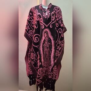 Pink and Black Virgin Mary Poncho